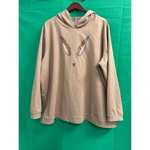 AnyBody women’s khaki French Terry Novelty Animal Hoodie sweater size 3X